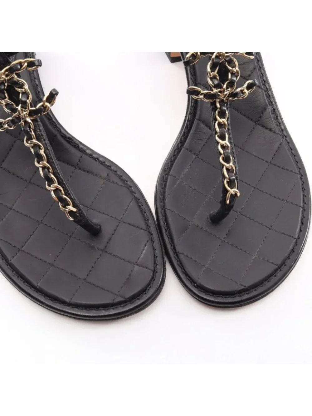 Chanel Sandals CC Logo Leather